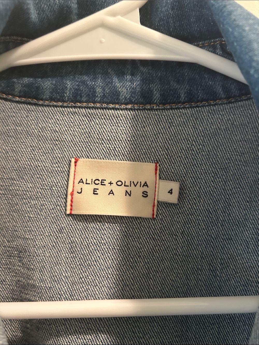 Alice & Olivia Full Button Front Midi Denim Jean Dress pockets w/stretch size 4 - Picture 6 of 13